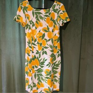 Rare Vintage Adrienne Vittadini Lemon Print Dress